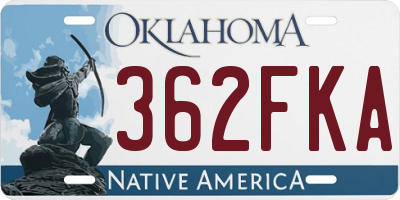 OK license plate 362FKA