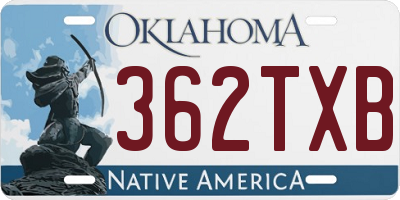 OK license plate 362TXB