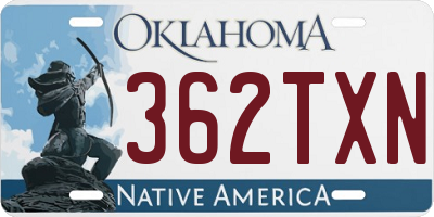 OK license plate 362TXN