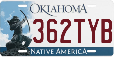 OK license plate 362TYB
