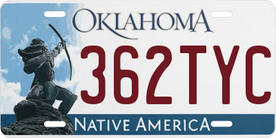 OK license plate 362TYC