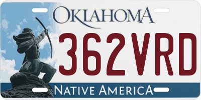 OK license plate 362VRD