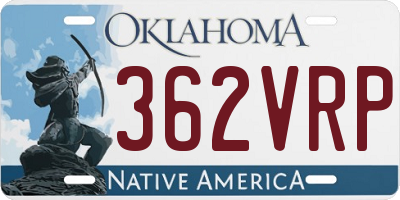 OK license plate 362VRP