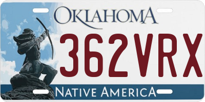 OK license plate 362VRX