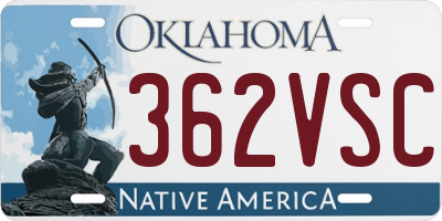 OK license plate 362VSC