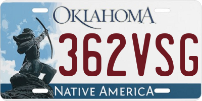 OK license plate 362VSG