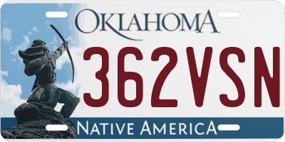 OK license plate 362VSN