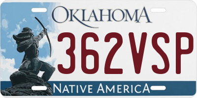 OK license plate 362VSP