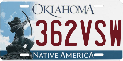OK license plate 362VSW