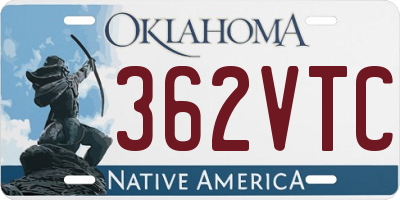 OK license plate 362VTC
