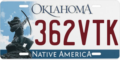 OK license plate 362VTK