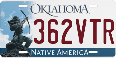 OK license plate 362VTR
