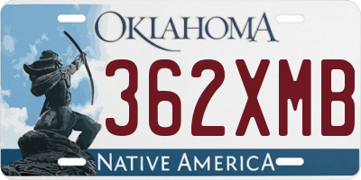 OK license plate 362XMB