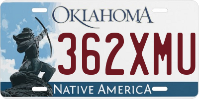 OK license plate 362XMU