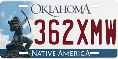 OK license plate 362XMW