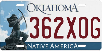 OK license plate 362XOG