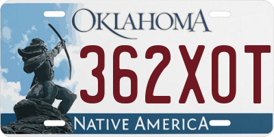 OK license plate 362XOT