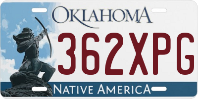 OK license plate 362XPG