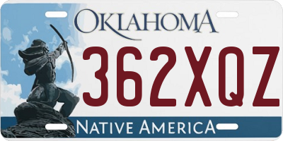 OK license plate 362XQZ