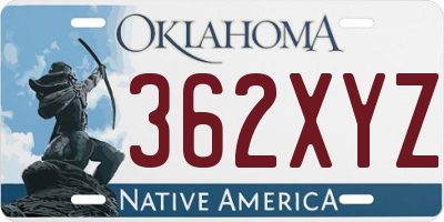 OK license plate 362XYZ