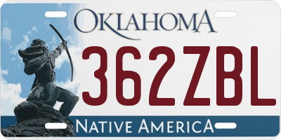 OK license plate 362ZBL