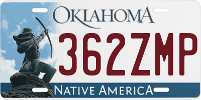 OK license plate 362ZMP