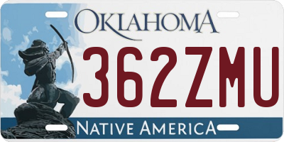 OK license plate 362ZMU