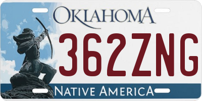 OK license plate 362ZNG