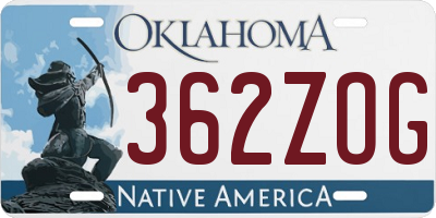 OK license plate 362ZOG