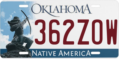 OK license plate 362ZOW