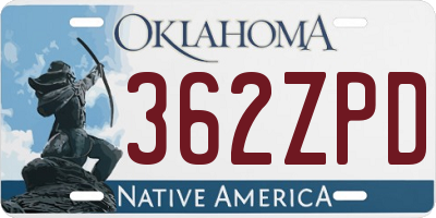 OK license plate 362ZPD