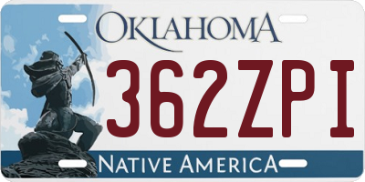 OK license plate 362ZPI