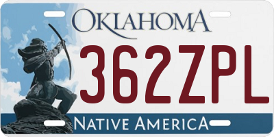 OK license plate 362ZPL