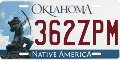 OK license plate 362ZPM
