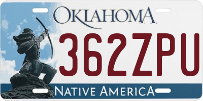 OK license plate 362ZPU