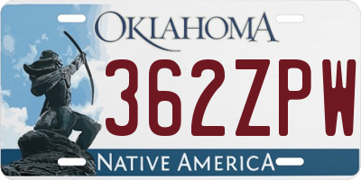OK license plate 362ZPW