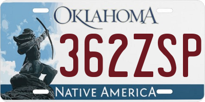 OK license plate 362ZSP