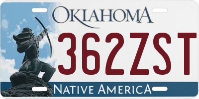 OK license plate 362ZST