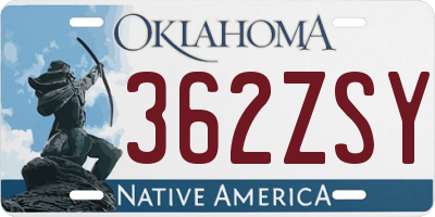 OK license plate 362ZSY