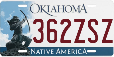 OK license plate 362ZSZ