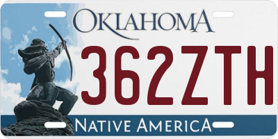 OK license plate 362ZTH