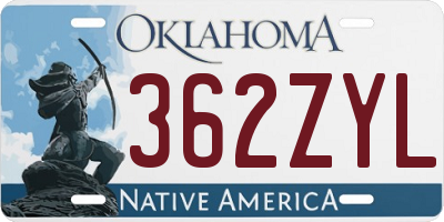 OK license plate 362ZYL