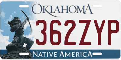 OK license plate 362ZYP