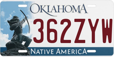 OK license plate 362ZYW