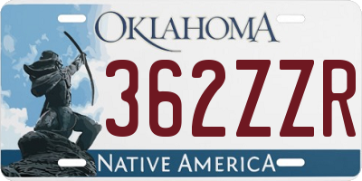 OK license plate 362ZZR