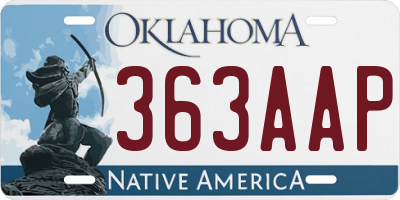 OK license plate 363AAP