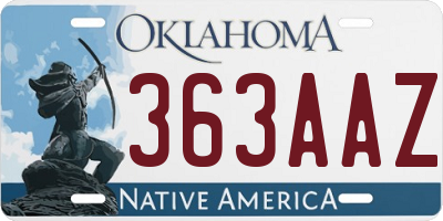 OK license plate 363AAZ