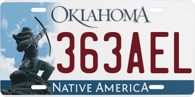 OK license plate 363AEL