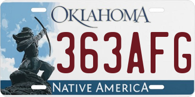 OK license plate 363AFG
