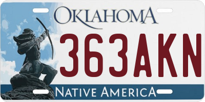 OK license plate 363AKN